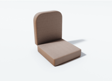 Coussin pliable pour banc semi-circulaire droit