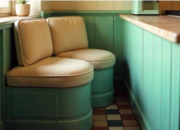 Coussin semi-circulaire droit pour banc de cuisine