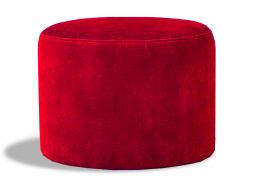 Pouf Rond  Velours Rouge