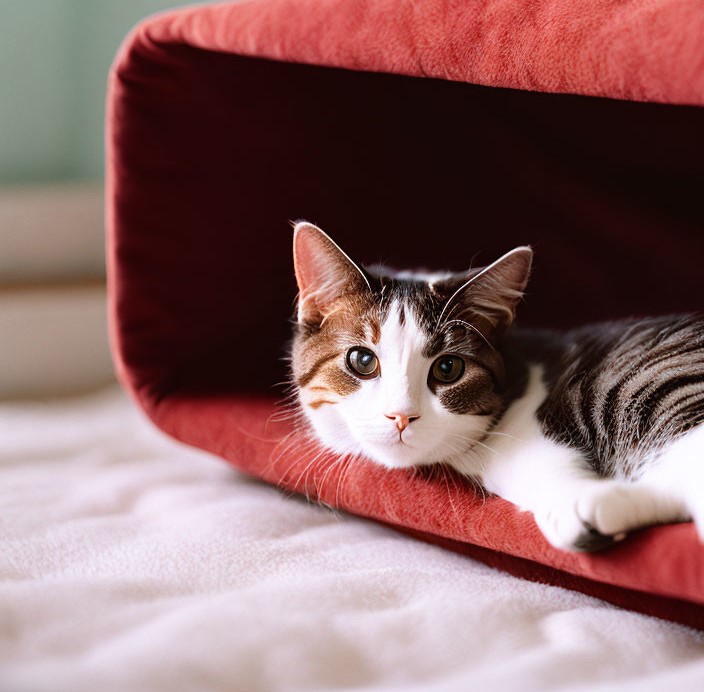 Chat en lit rouge pour chat
